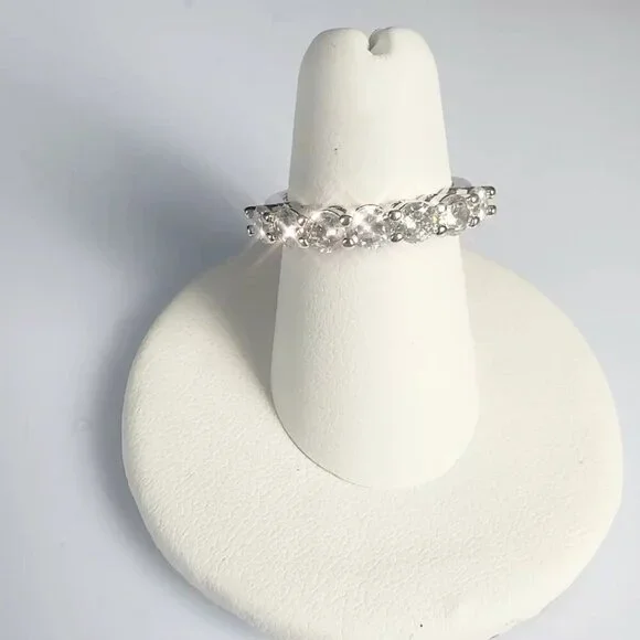 Cubic Zirconia Silver Tone Band Ring Size 10 - Picture 4 of 15